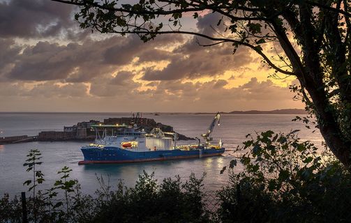 Near shore installation of the HV cable between Guernser and Jersey.