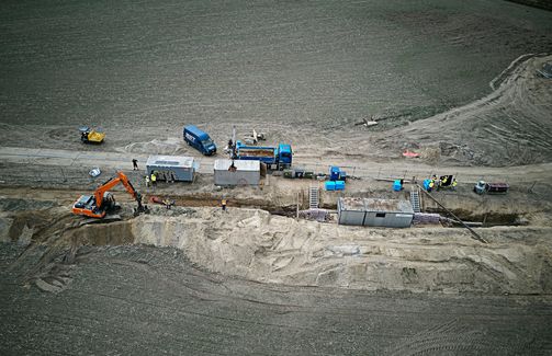 Aerial photo of cable installation site